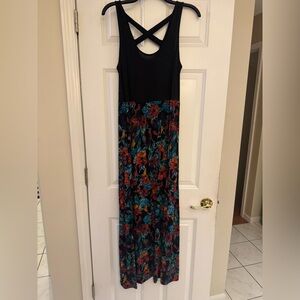 Mudd Black and Multicolor Floral Maxi Dress